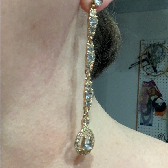 Gemma Layne Long Drop Rhinestone 925 Post Earrings - Picture 4 of 6